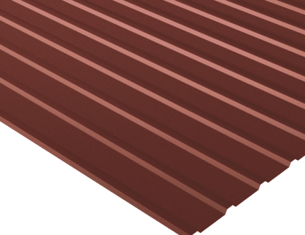 Профнастил стальной стеновой односторонний волна гладкий оксид красный С10 0,6х10х899х918 мм ГОСТ 24045-94 фото